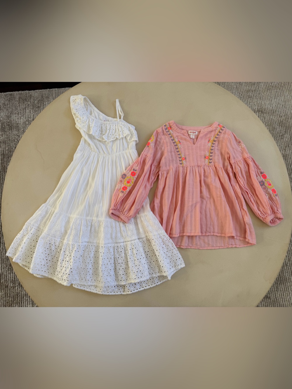 Cat & Jack White Eyelet Sundress with Pink Embroidered Peasant Top